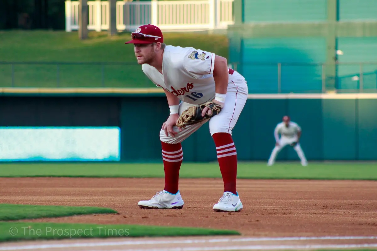 Blaine Crim at 1st base in Frisco