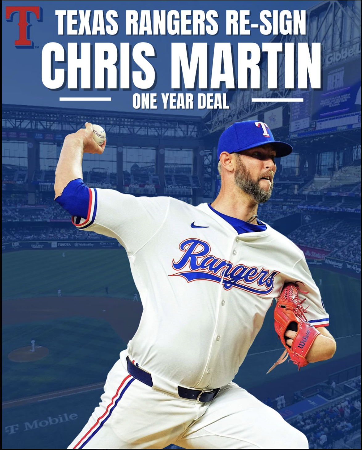 The Rangers re-sign Veteran Chris Martin
