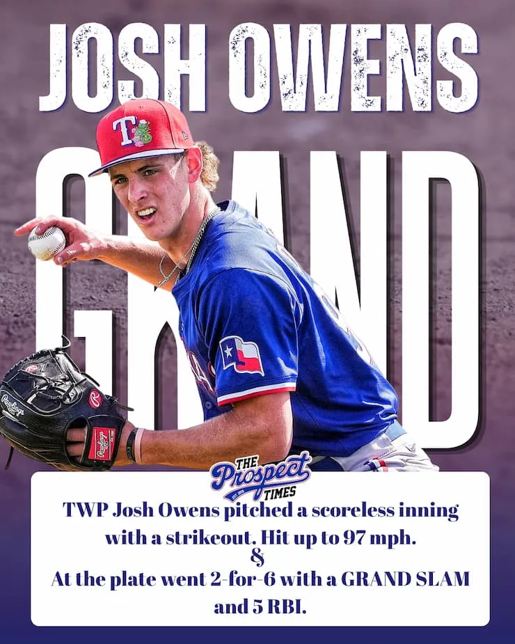 Two-Way Prospects Owens and Kim Shine as ACL Rangers Rout Angels, 21-3