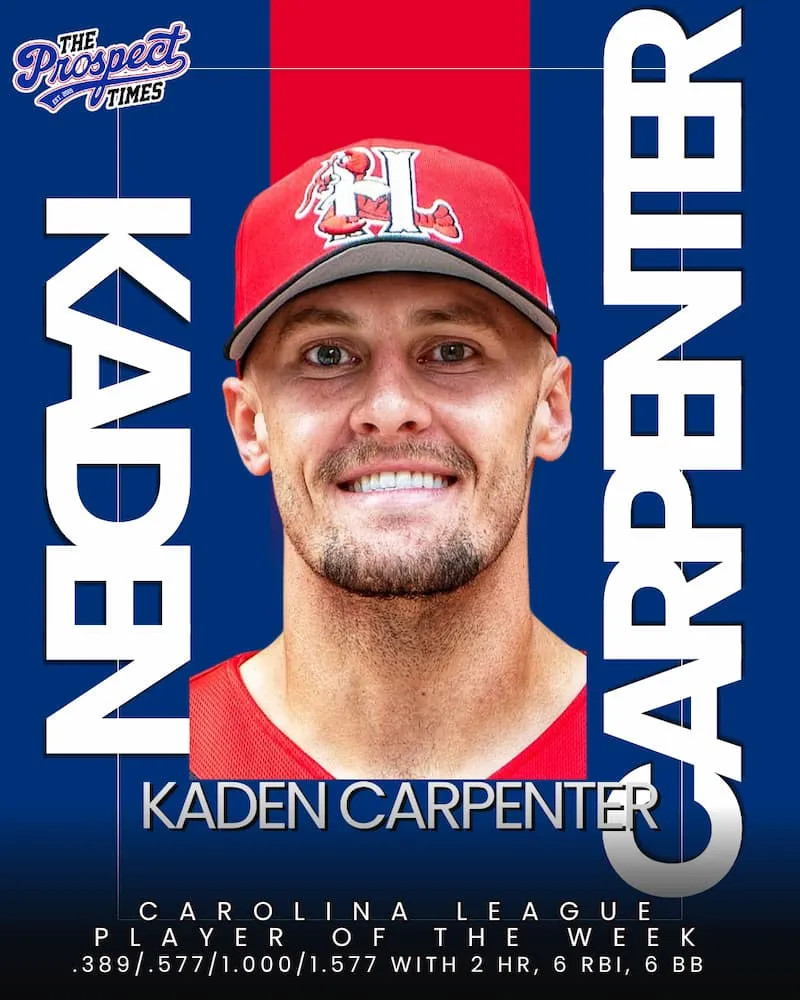 Kaden Carpenter Named Carolina League Player of the Week