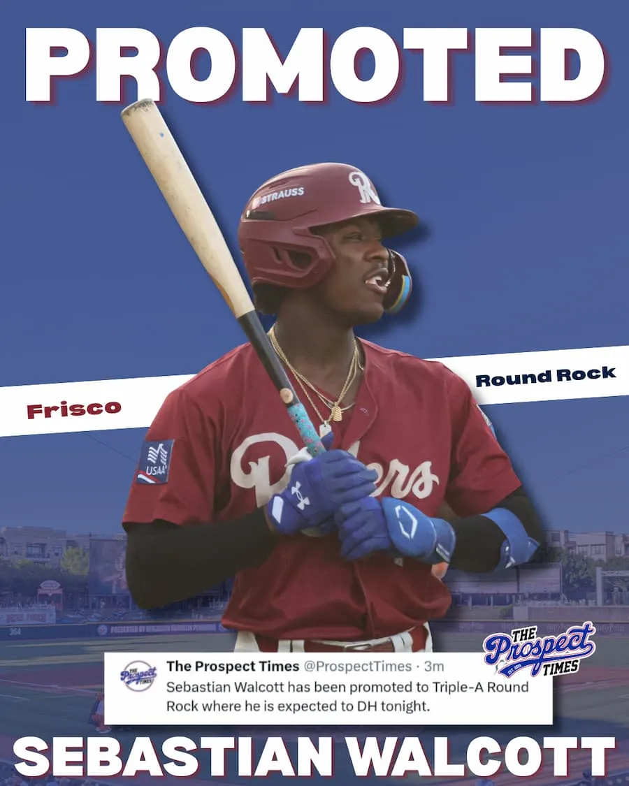 Sebastian Walcott Promoted to Triple-A Round Rock