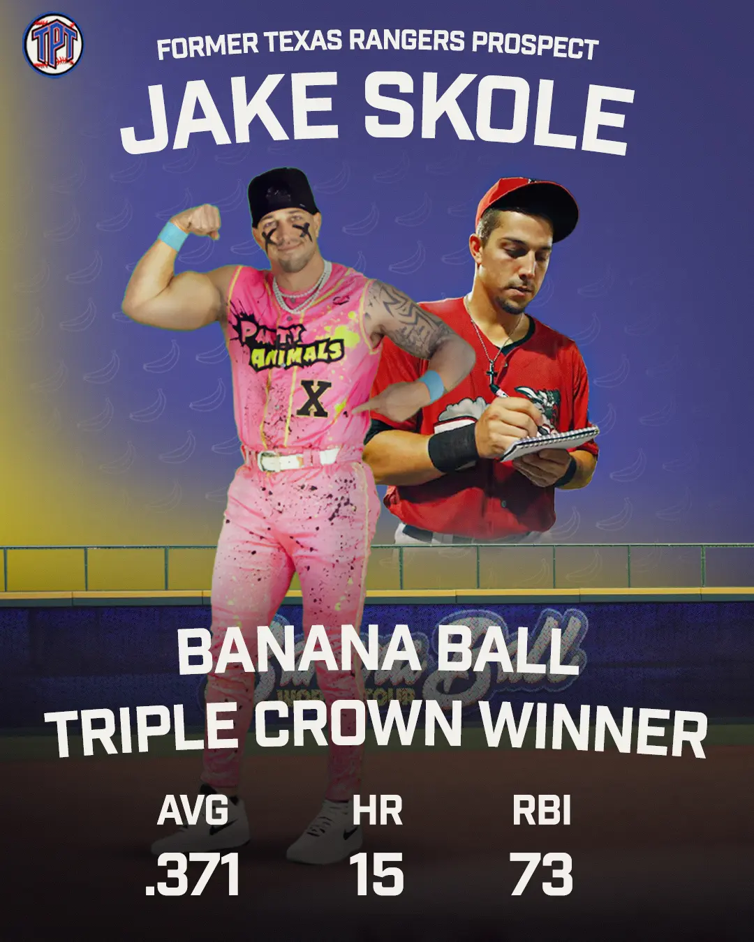 Ex-Rangers Prospect Skole Wins Banana Ball Triple Crown with Party Animals