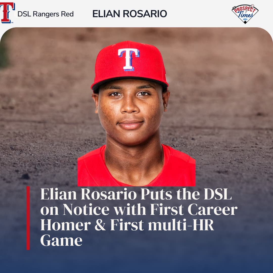 Texas Rangers Prospect Elian Rosario Hits Two Home Runs in Second Pro Game