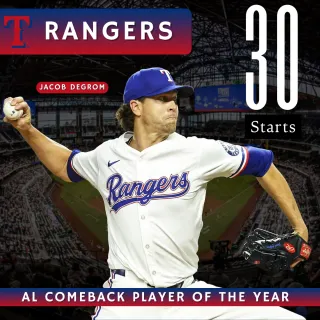 Jacob deGrom Delivered 30 Starts, Named AL Comeback Player of the Year