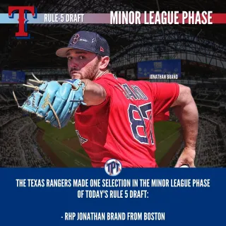 Rangers Select Jonathan Brand in Minor League Phase of Rule 5 Draft