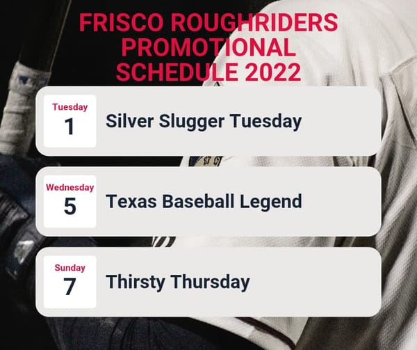 2022 Frisco RoughRiders Promotional schedule is best yet