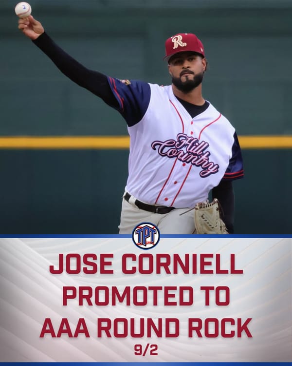 Texas Rangers Promote Top Pitching Prospect Jose Corniell to Triple-A Round Rock