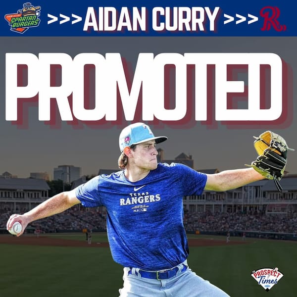 Rangers Farm Promotion: RHP Aidan Curry Earns Call-Up to Double-A Frisco
