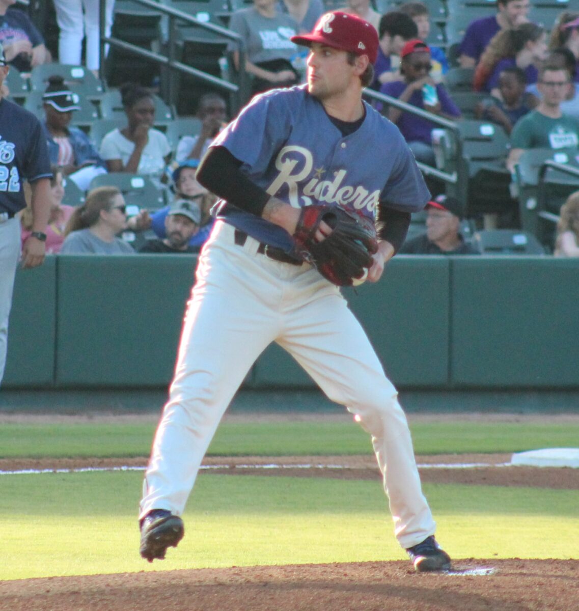 Joe Palumbo pitching in Frisco