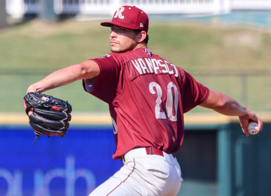 Ricky Vanasco pitching in his Double-A debut