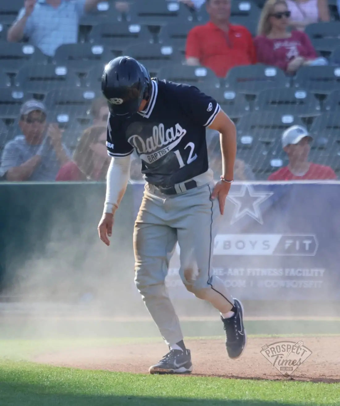 DBU's SS Luke Heefner after stealing home.