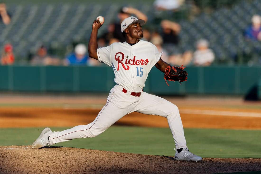 Texas Rangers Pitching Prospect Emiliano Teodo, Photo By Eddie Kelly Prolook Pho