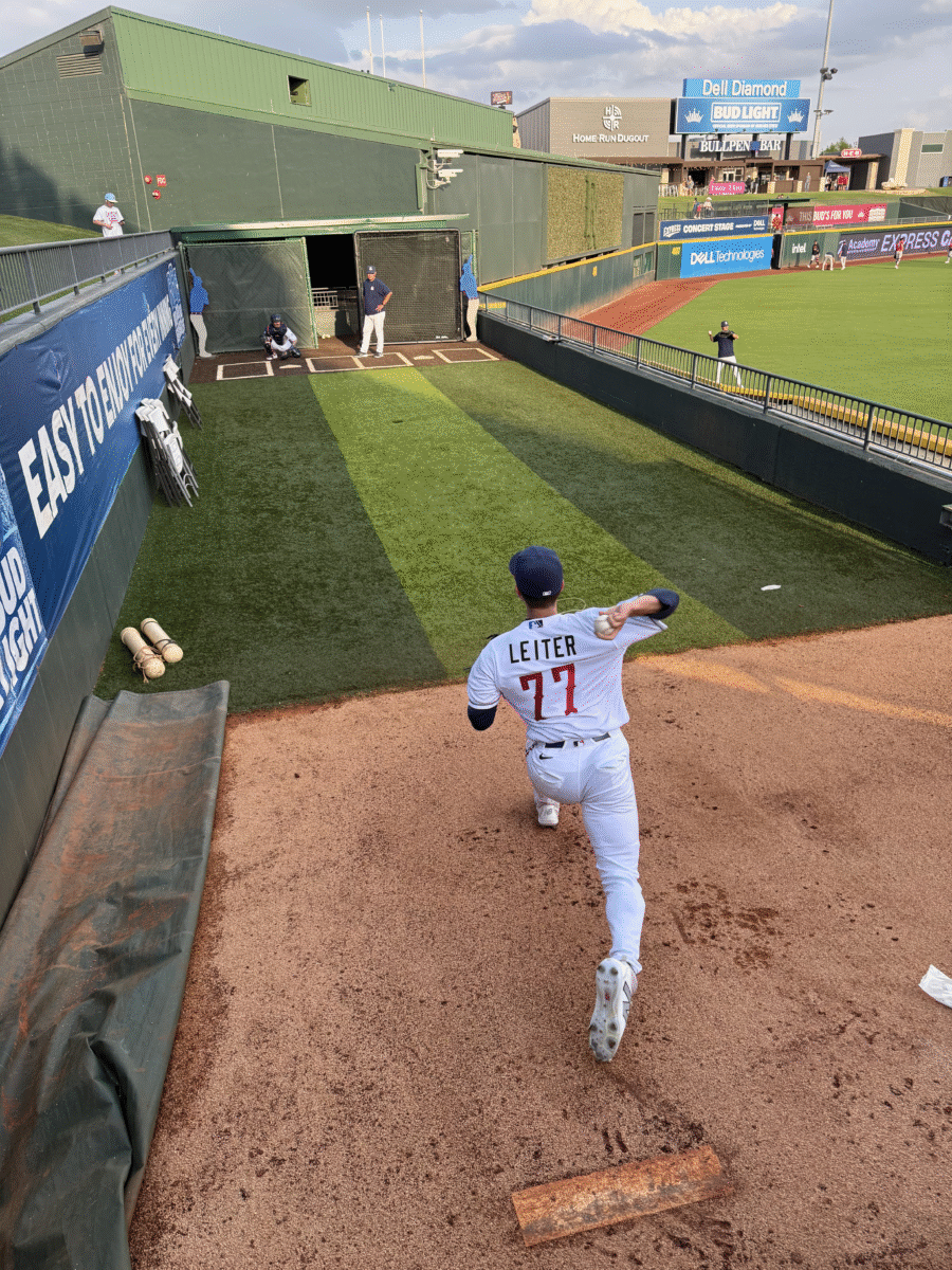 Jack Leiter throws a fastball during his bullpen: